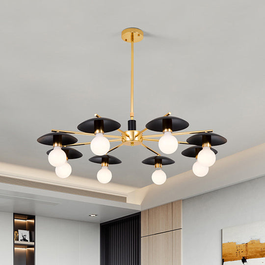 Modernist Metal Radial Chandelier with 6/8 Black and Gold Heads - Stylish Ceiling Pendant Lamp for Living Room