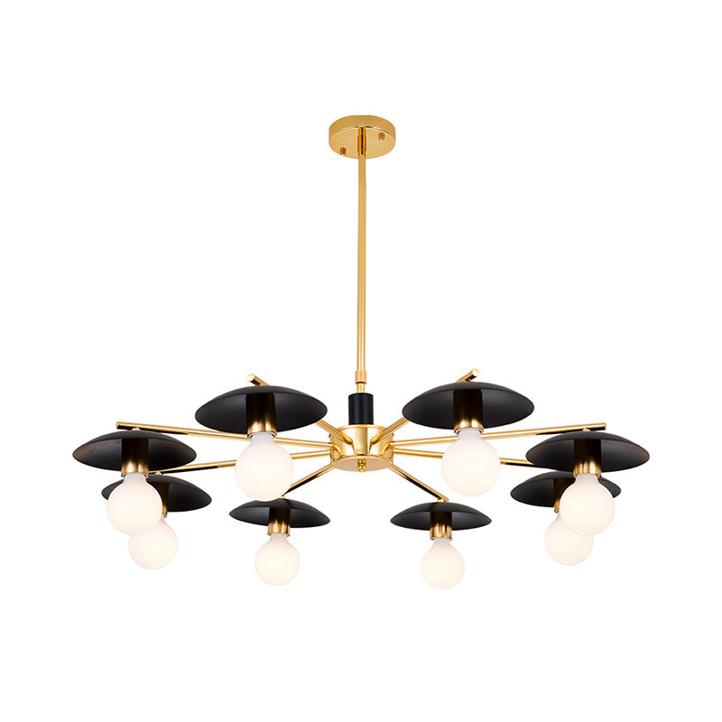 Modernist Metal Radial Chandelier with 6/8 Black and Gold Heads - Stylish Ceiling Pendant Lamp for Living Room