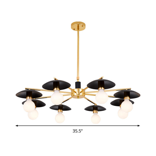 Modernist Metal Radial Hanging Chandelier - 6/8 Heads Black & Gold Ceiling Pendant Lamp For Living