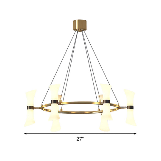 Modern 6-Head Gold Chandelier with Frosted Glass Shade