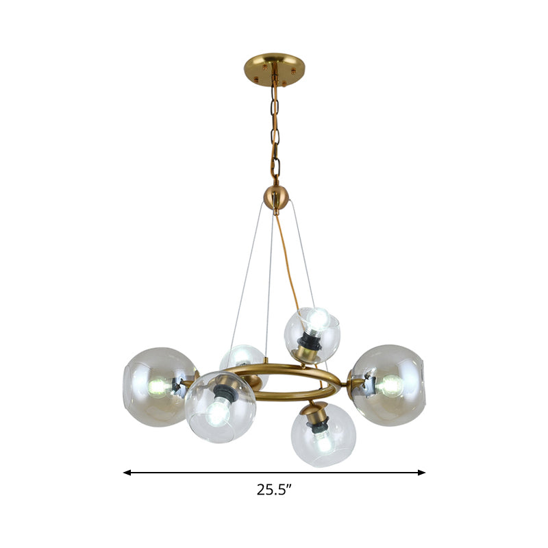 Contemporary Gold Pendant Chandelier - Clear Glass, 6/9 Heads