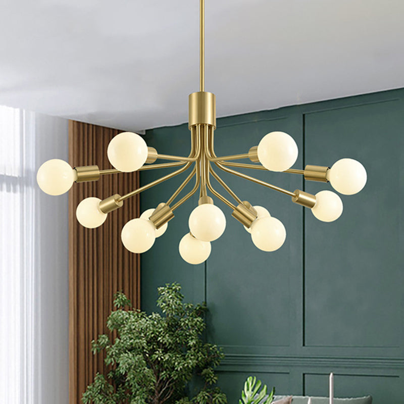 Contemporary Metal Sputnik Chandelier - 12-Head Brass Pendant Light Fixture