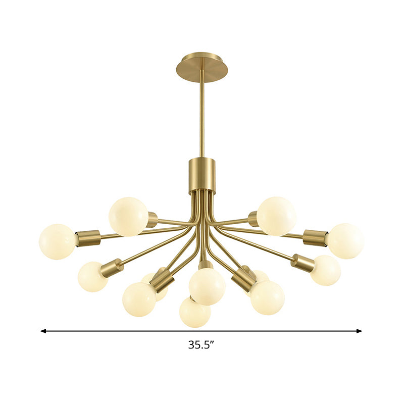 Contemporary Metal Sputnik Chandelier - 12-Head Brass Pendant Light Fixture