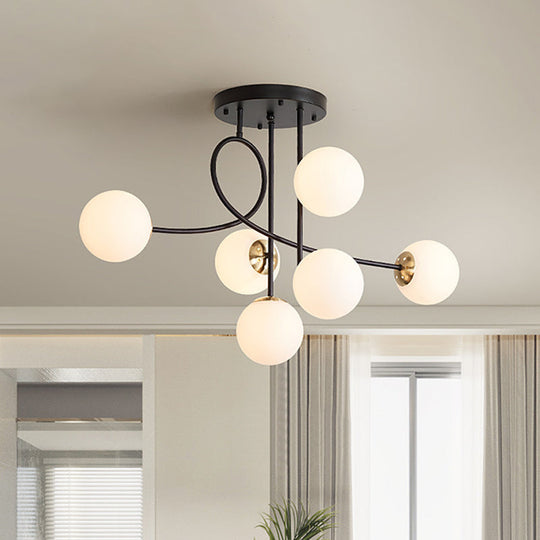 Modern Metal Armed Ceiling Chandelier With 6 Bulbs Black/Gold Finish And Choice Of Smoke Grey Cognac