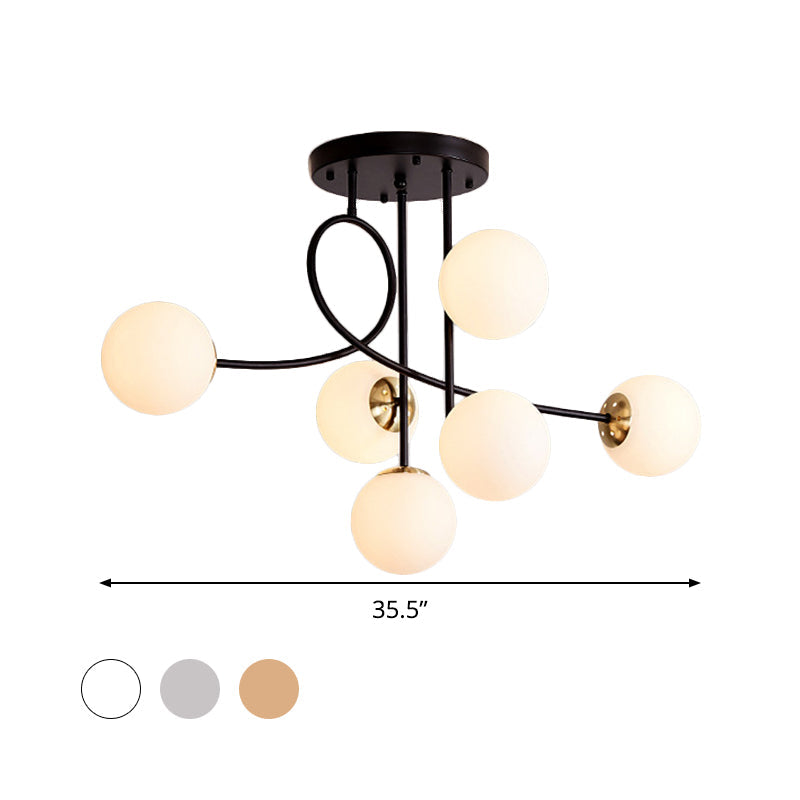 Modern Metal Armed Ceiling Chandelier With 6 Bulbs Black/Gold Finish And Choice Of Smoke Grey Cognac