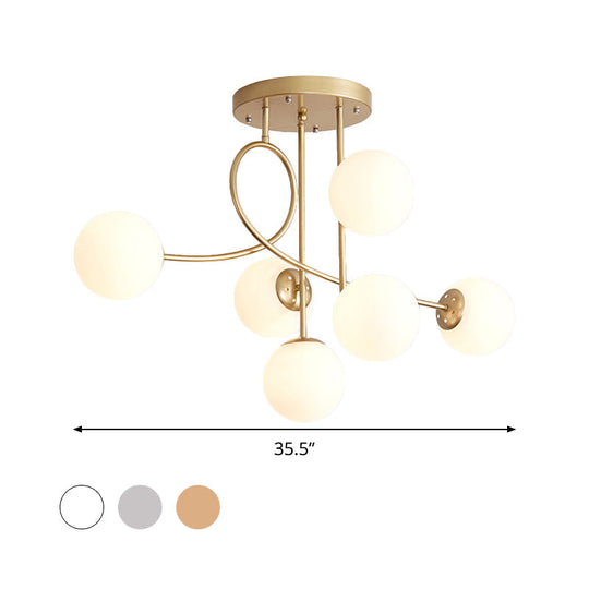 Modern Metal Armed Ceiling Chandelier With 6 Bulbs Black/Gold Finish And Choice Of Smoke Grey Cognac