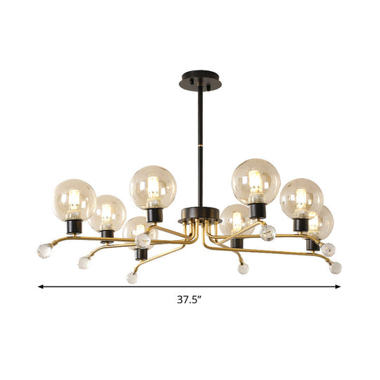 Contemporary Cognac Glass 8-Bulb Chandelier For Living Room Ceiling Suspension