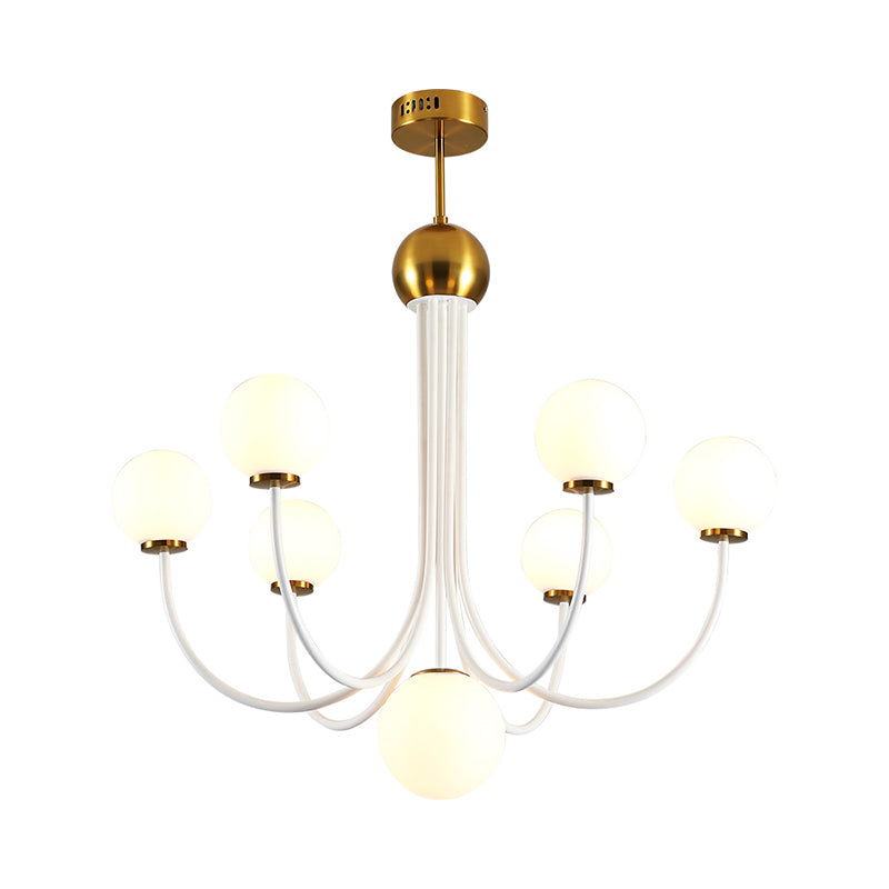 Contemporary Gold Glass Spherical Ceiling Chandelier With 5/7 Bulbs