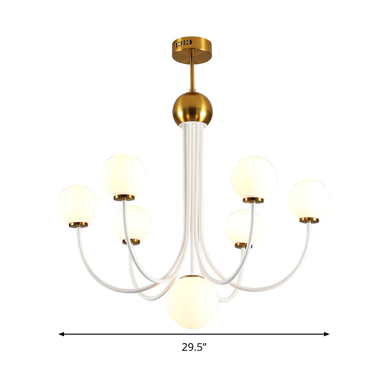 Contemporary Gold Glass Spherical Ceiling Chandelier With 5/7 Bulbs