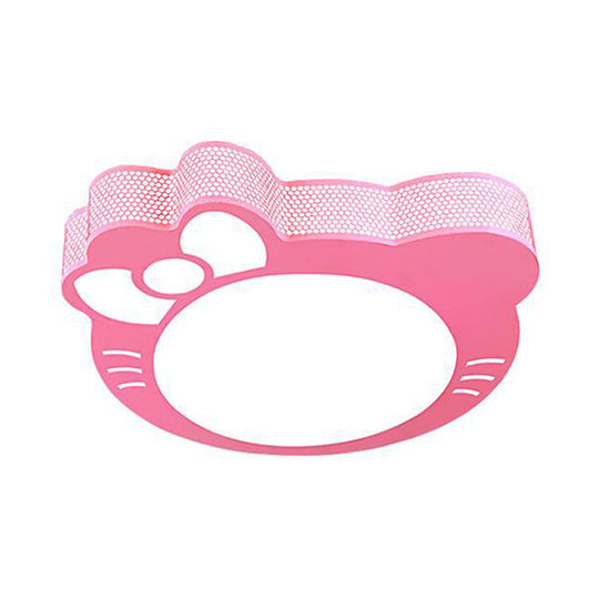 Pink Cartoon Acrylic Metal Led Ceiling Light For Girls Room / White