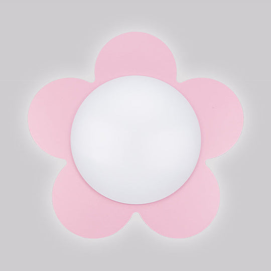 Sleek Acrylic Led Ceiling Mount Light For Kindergarten Rooms - Modern & Simple Lamp Pink