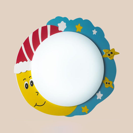 Cartoon Pattern LED Ceiling Lamp for Kids' Nursing Room – Acrylic Circle Mount