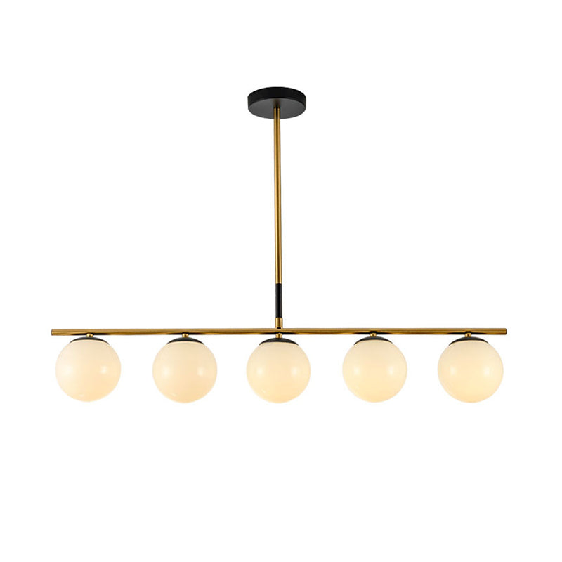 Minimalist Glass Globe Island Chandelier With Brass Pendant - 4/5 Lights In White Smoke Grey Or