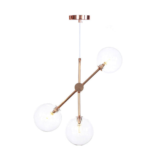 Minimalist 3/5-Light Spherical Glass Chandelier For Living Room - Smoke Gray/White/Clear Pendant