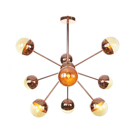 Globe Dining Room Semi Flush Mount Light with White/Clear/Smoke Grey Glass - 9/12/15 Lights - Contemporary Design in Copper/Chrome/Gold