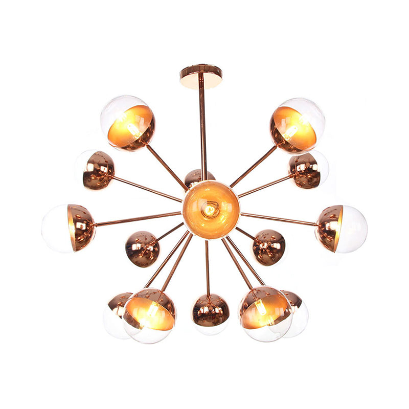 Globe Dining Room Semi Flush Mount Light with White/Clear/Smoke Grey Glass - 9/12/15 Lights - Contemporary Design in Copper/Chrome/Gold