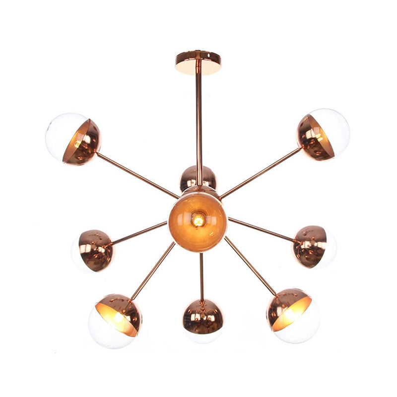 Globe Dining Room Semi Flush Mount Light with White/Clear/Smoke Grey Glass - 9/12/15 Lights - Contemporary Design in Copper/Chrome/Gold