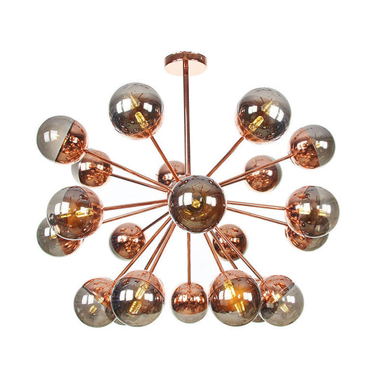 Globe Dining Room Semi Flush Mount Light with White/Clear/Smoke Grey Glass - 9/12/15 Lights - Contemporary Design in Copper/Chrome/Gold