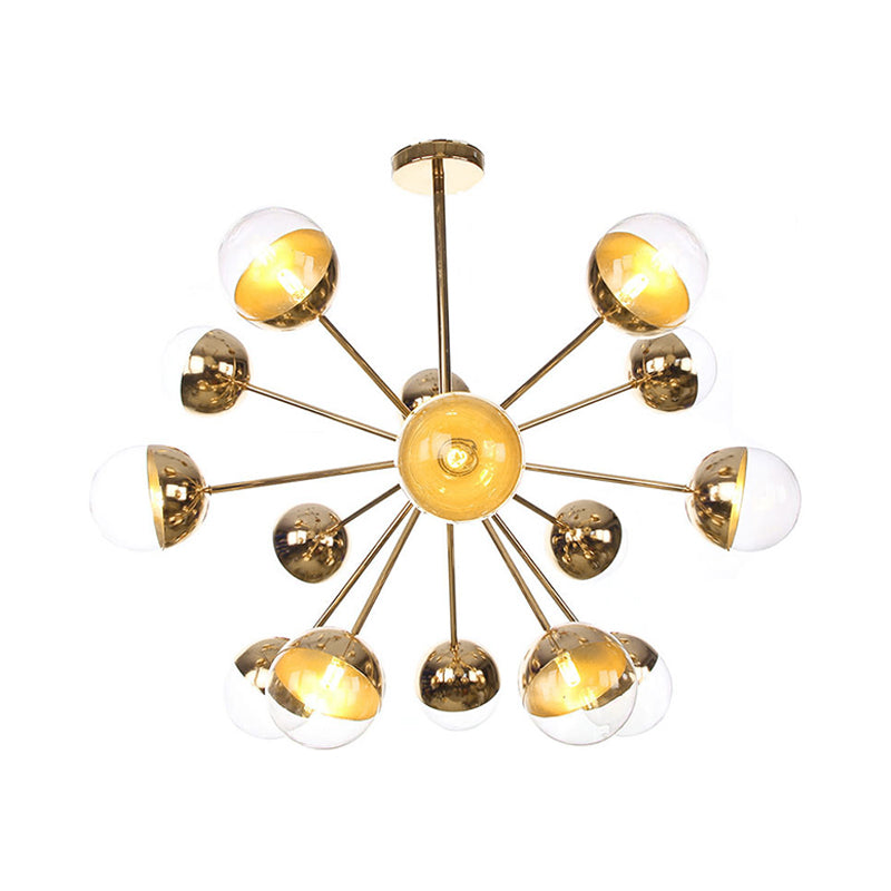 Globe Dining Room Semi Flush Mount Light with White/Clear/Smoke Grey Glass - 9/12/15 Lights - Contemporary Design in Copper/Chrome/Gold