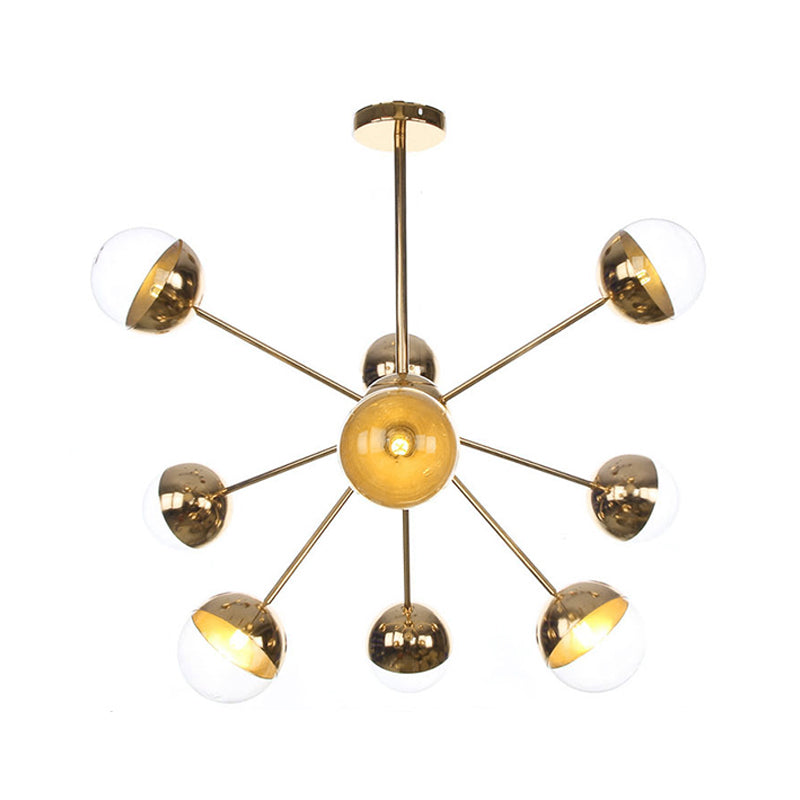 Globe Dining Room Semi Flush Mount Light with White/Clear/Smoke Grey Glass - 9/12/15 Lights - Contemporary Design in Copper/Chrome/Gold