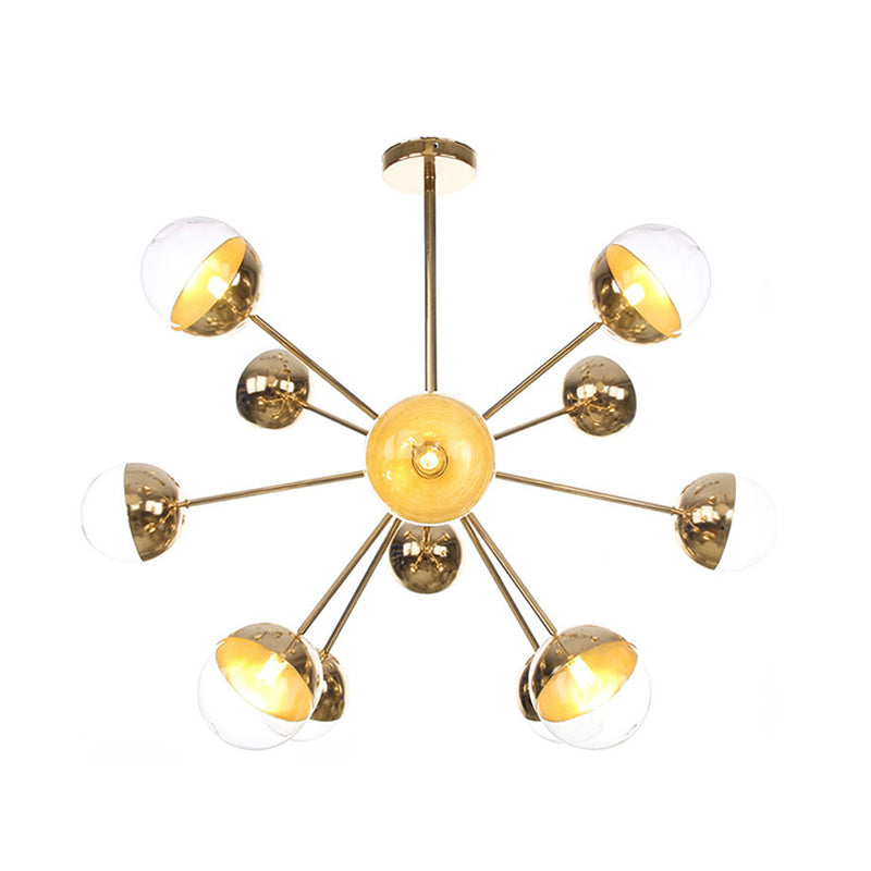 Globe Dining Room Semi Flush Mount Light with White/Clear/Smoke Grey Glass - 9/12/15 Lights - Contemporary Design in Copper/Chrome/Gold