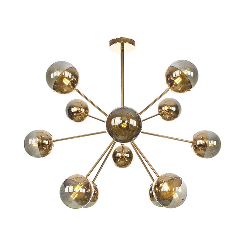 Globe Dining Room Semi Flush Mount Light with White/Clear/Smoke Grey Glass - 9/12/15 Lights - Contemporary Design in Copper/Chrome/Gold