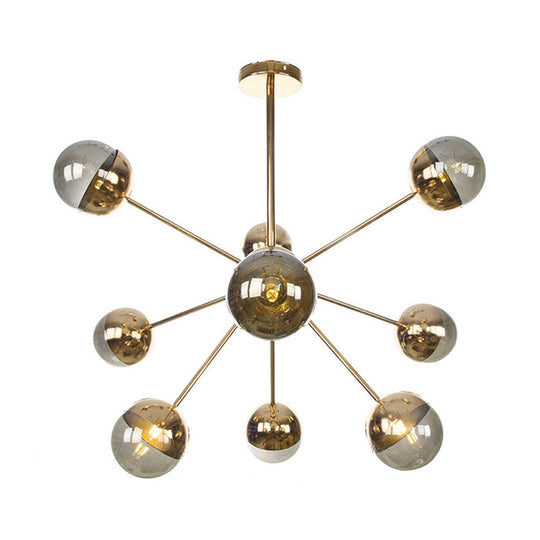 Globe Dining Room Semi Flush Mount Light with White/Clear/Smoke Grey Glass - 9/12/15 Lights - Contemporary Design in Copper/Chrome/Gold