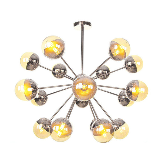 Globe Dining Room Semi Flush Mount Light with White/Clear/Smoke Grey Glass - 9/12/15 Lights - Contemporary Design in Copper/Chrome/Gold