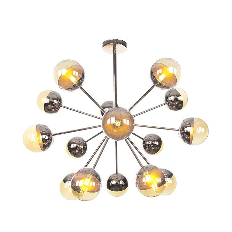 Globe Dining Room Semi Flush Mount Light with White/Clear/Smoke Grey Glass - 9/12/15 Lights - Contemporary Design in Copper/Chrome/Gold