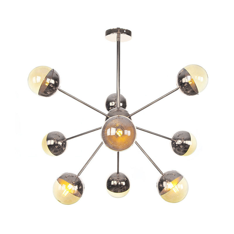 Globe Dining Room Semi Flush Mount Light with White/Clear/Smoke Grey Glass - 9/12/15 Lights - Contemporary Design in Copper/Chrome/Gold