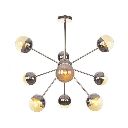 Globe Dining Room Semi Flush Mount Light with White/Clear/Smoke Grey Glass - 9/12/15 Lights - Contemporary Design in Copper/Chrome/Gold