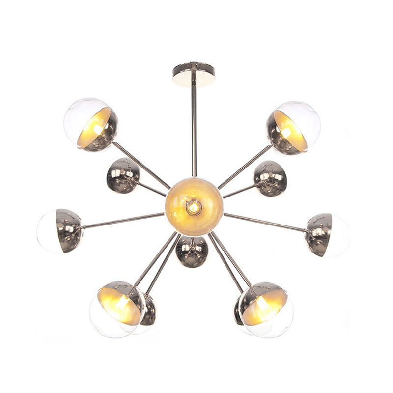 Globe Dining Room Semi Flush Mount Light with White/Clear/Smoke Grey Glass - 9/12/15 Lights - Contemporary Design in Copper/Chrome/Gold