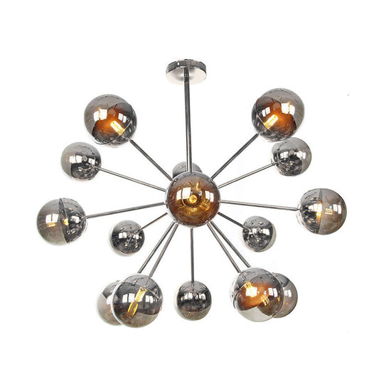 Globe Dining Room Semi Flush Mount Light with White/Clear/Smoke Grey Glass - 9/12/15 Lights - Contemporary Design in Copper/Chrome/Gold