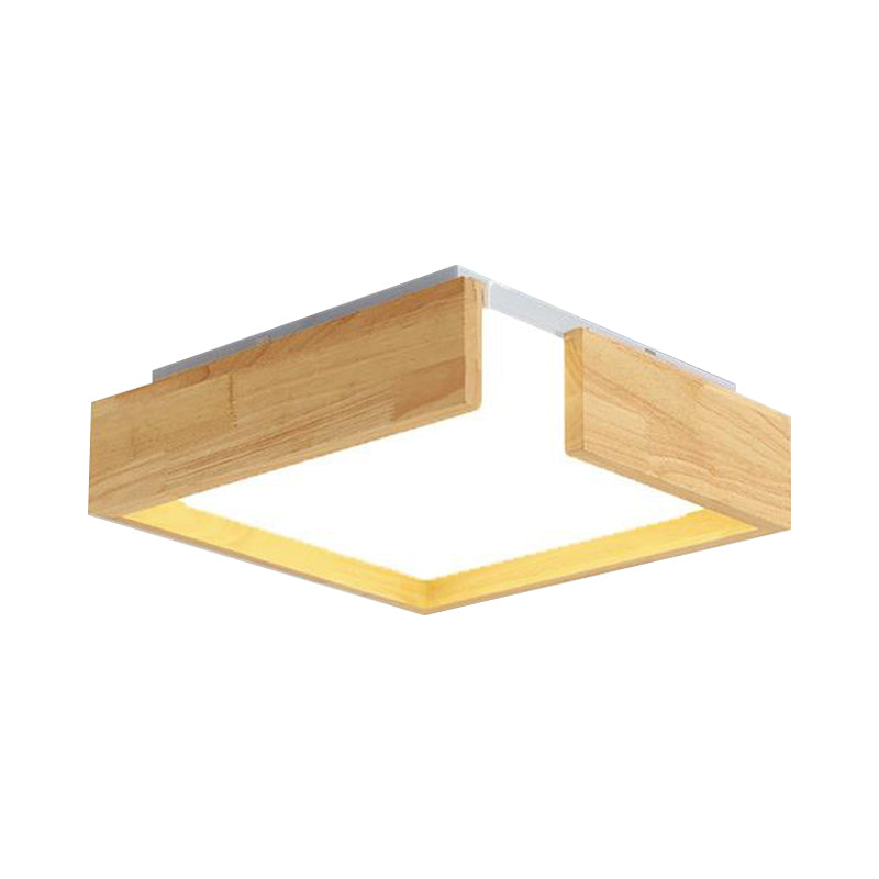 Sleek Natural Wood Flush Mount Led Ceiling Light Fixture In Warm/White 16/20.5/25.5 W