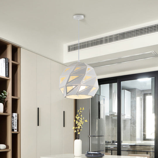 10"/12.5" Metal Laser-Cut Pendant Light Fixture: Modern 1-Light Hanging Lamp Kit in White/Black