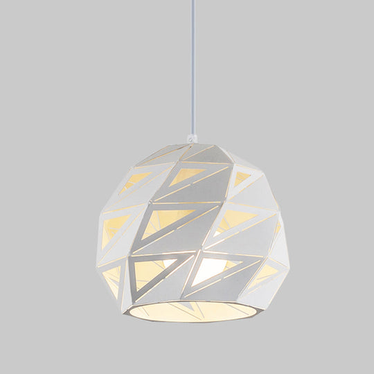 10"/12.5" Metal Laser-Cut Pendant Light Fixture: Modern 1-Light Hanging Lamp Kit in White/Black