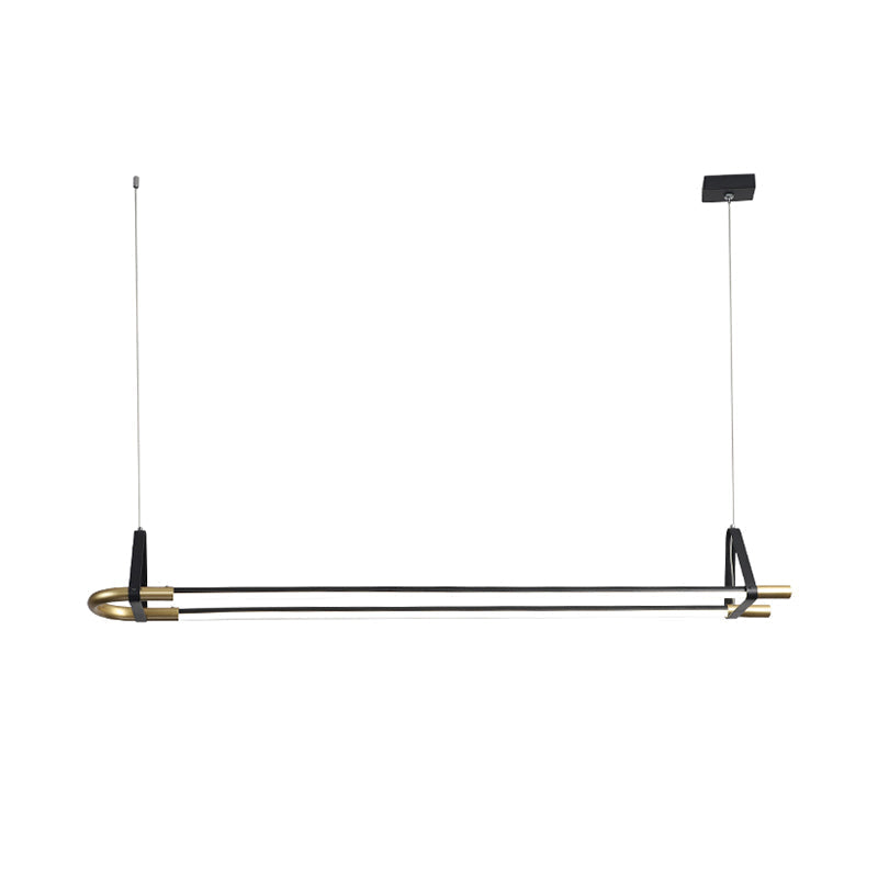 35.5"/47" Wide Linear Pendant Ceiling Light - Modern Style - Black Hanging Lamp Kit