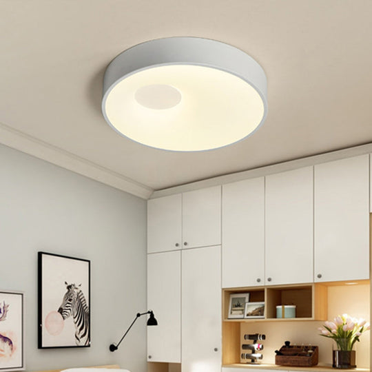 Contemporary White LED Bedroom Flushmount Ceiling Light with Acrylic Diffuser - 18"/23.5" Metal Fixture