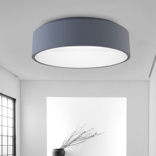 18/23.5 Grey Circular Flush Led Ceiling Lamp - Modern Metal Mount Light (White/Warm Light) / 18