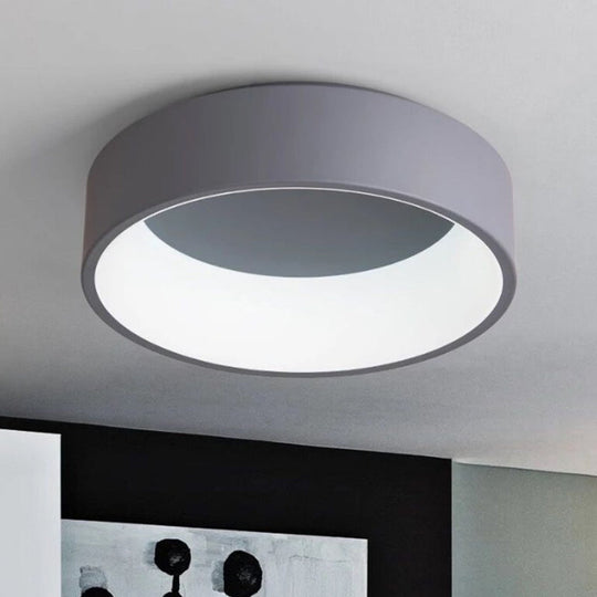 18/23.5 Grey Circular Flush Led Ceiling Lamp - Modern Metal Mount Light (White/Warm Light)