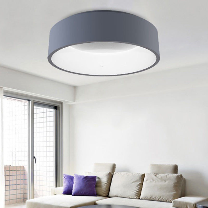 18"/23.5" Grey Circular Flush LED Ceiling Lamp - Modern Metal Flush Mount Light (White/Warm Light)