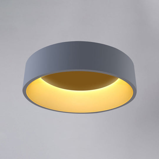 18/23.5 Grey Circular Flush Led Ceiling Lamp - Modern Metal Mount Light (White/Warm Light) / 18 Warm