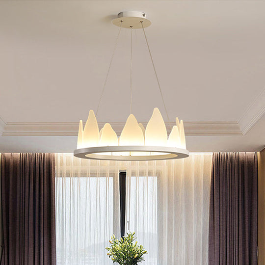 Nordic Style Led Flaky Acrylic Chandelier Light - White Circular Hanging Lamp In Warm/White