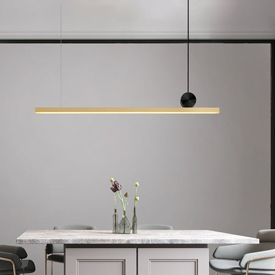 Minimalist Gold Finish Linear Pendant Lighting - 34.5/46.5 Wide Led Acrylic Island Overhead Light /