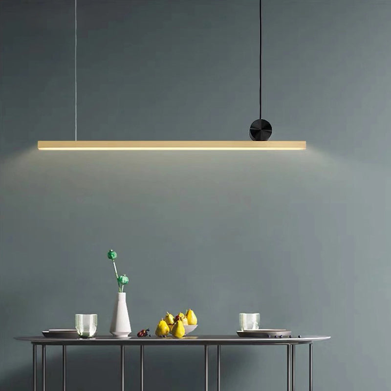 Minimalist Gold Finish Linear Pendant Lighting - 34.5/46.5 Wide Led Acrylic Island Overhead Light