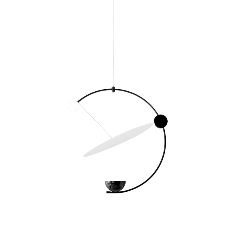 Modern Led Black Orbit Pendant Chandelier Minimalist Design Super Thin Acrylic Hanging Light