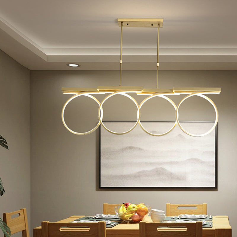 Modern Led Acrylic Chandelier Pendant - Black/Gold Ceiling Lamp Kit With Color-Changing Light