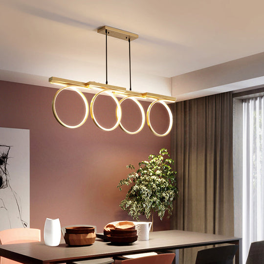 Modern Led Acrylic Chandelier Pendant - Black/Gold Ceiling Lamp Kit With Color-Changing Light