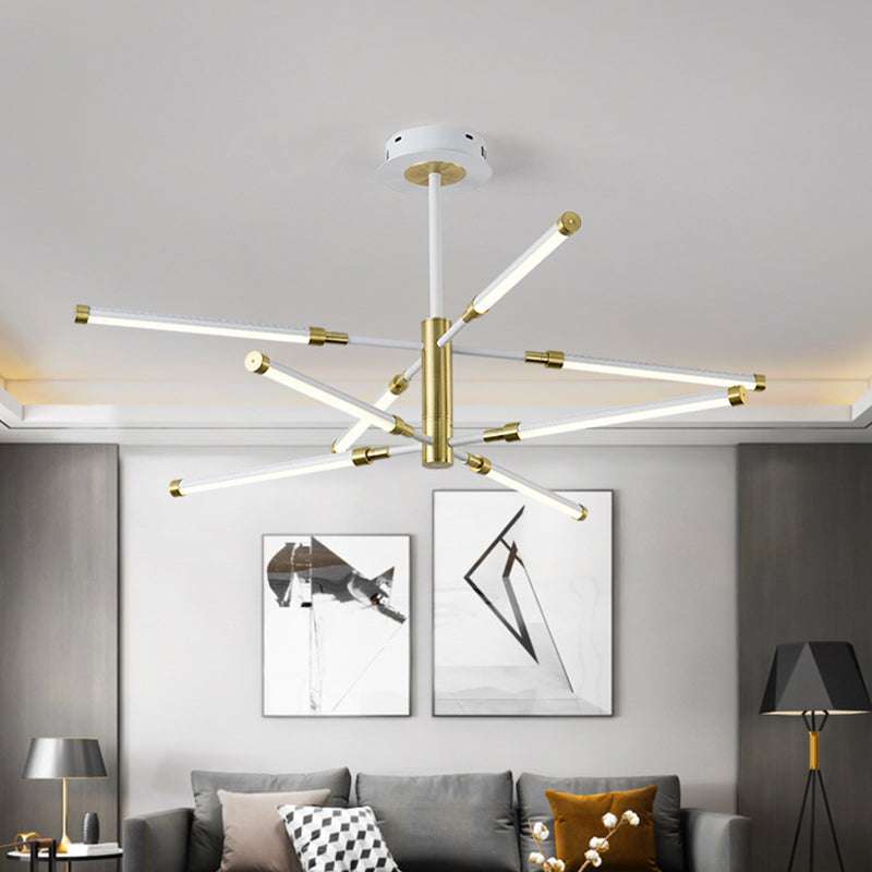 Contemporary Tubular Led Chandelier - Acrylic Black & Gold/White Gold 6/8 Heads Stylish Hanging