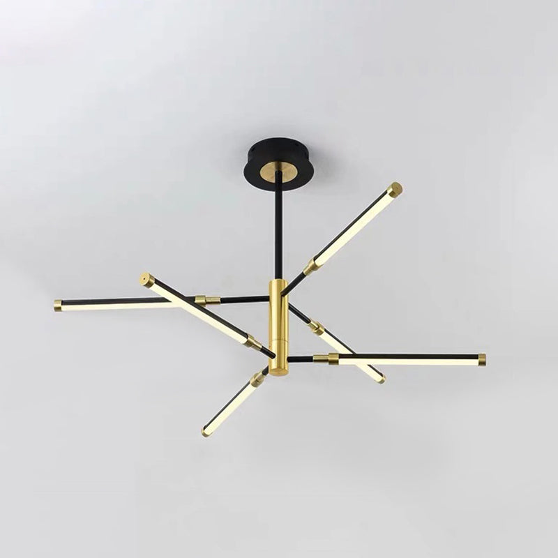 Contemporary Tubular Led Chandelier - Acrylic Black & Gold/White Gold 6/8 Heads Stylish Hanging